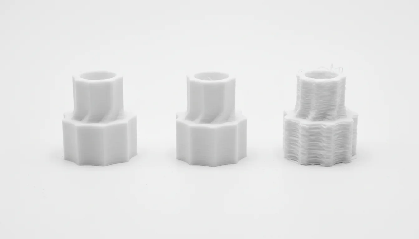 Comparison of 0.1mm fine, 0.2mm standard, and 0.3mm draft layer heights