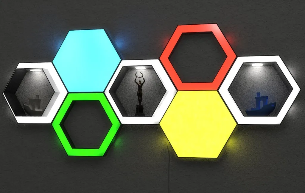 LED Hexagon Wall Panels (with shelves)