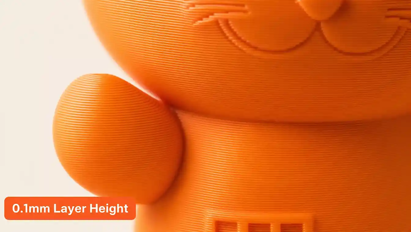 Close-up of 3D printed figurine at 0.1mm layer height